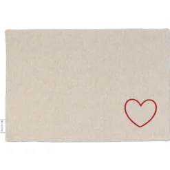 Tovaglietta Americana in Cotone Cuore Rosso Ricamato