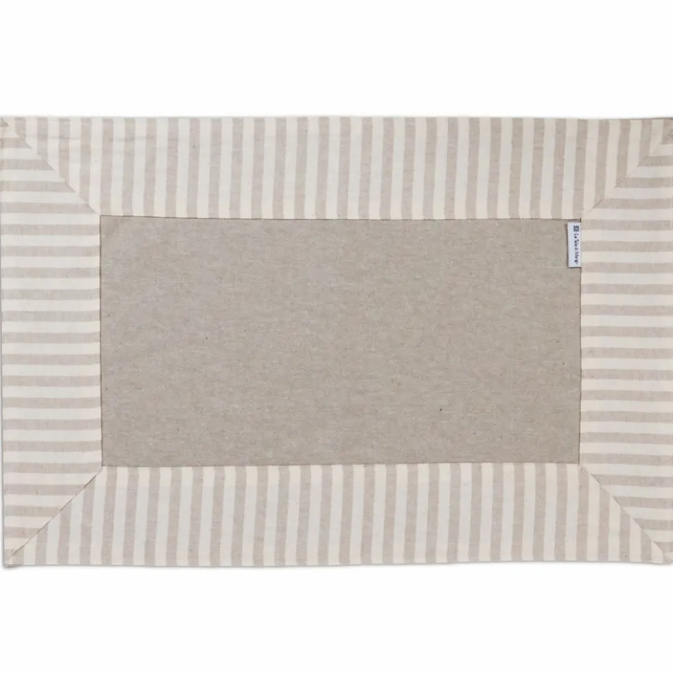 Tovaglietta Americana in Cotone Bordo Righe Tortora