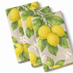 Tovagliolo su misura Limoni e Fiori fondo Beige