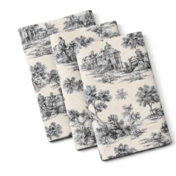 Tovagliolo su misura Toile de Jouy Blu fondo Panna