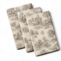 Tovagliolo su misura Toile de Jouy Tortora fondo Panna