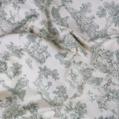 Tovagliolo su misura Toile de Jouy Salvia fondo Panna