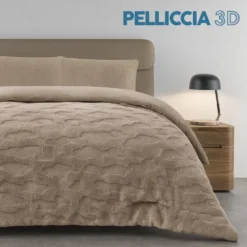 Trapunta Coperta ecopelliccia 3D Zelda Tortora 260 x 260